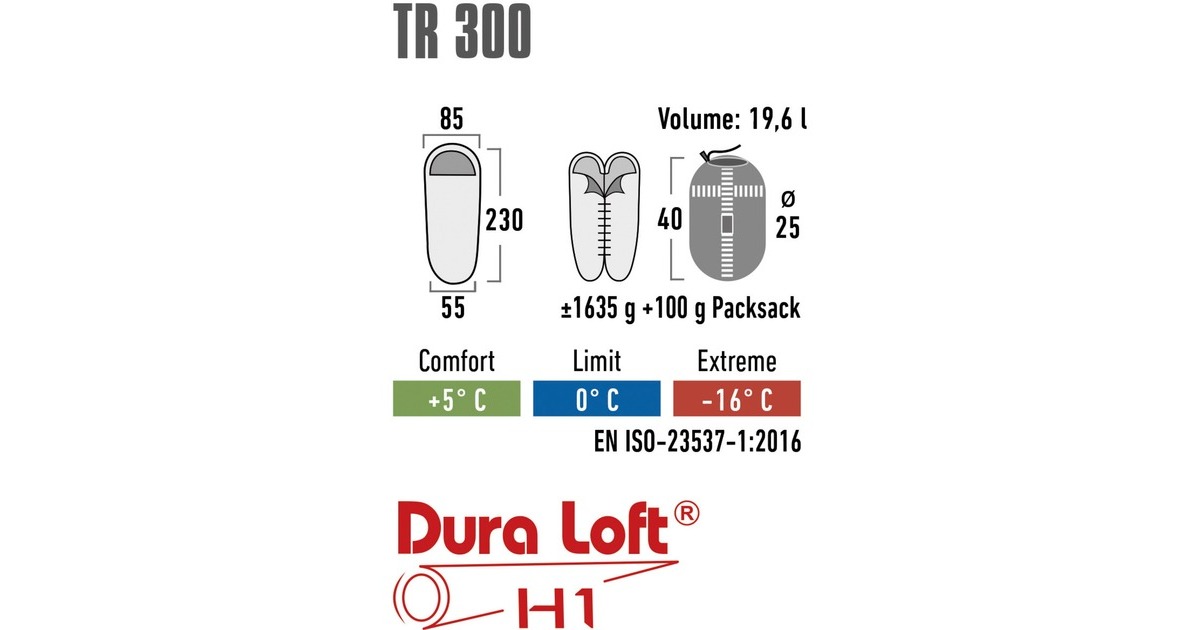 High PeakTR 300 slaapzak  (Donkerrood/grijs)