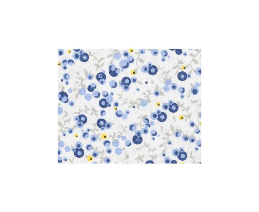Chemise coton blanche imprimée fleurs bleues et beiges - THÉANDRE