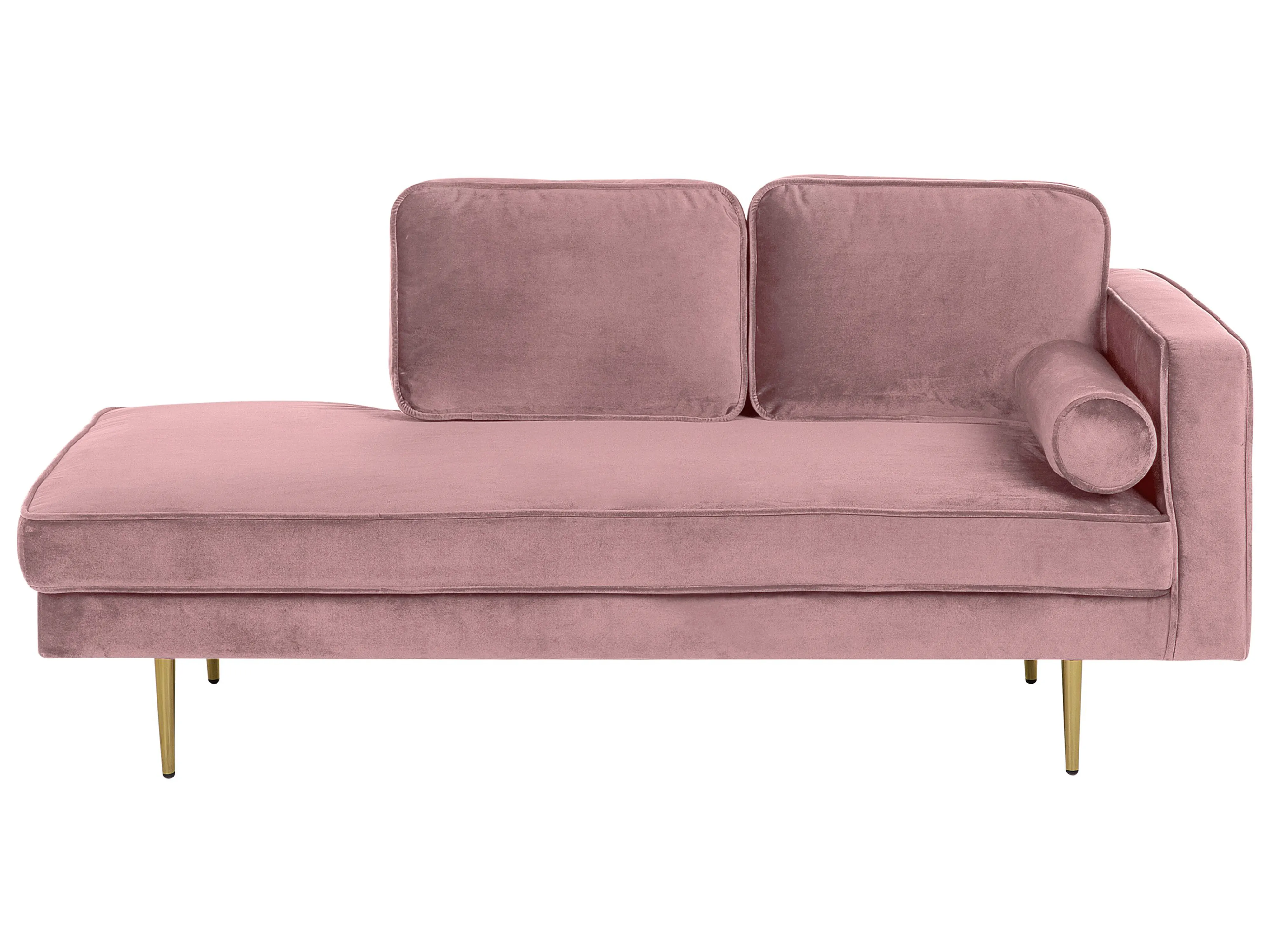 Rechtszijdige chaise longue MIRAMAS Fluweel Roze
