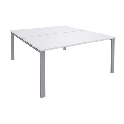 Bureau Bench IRIS - L160 cm - Plan de départ - Pieds aluminium - plateau Blanc perle