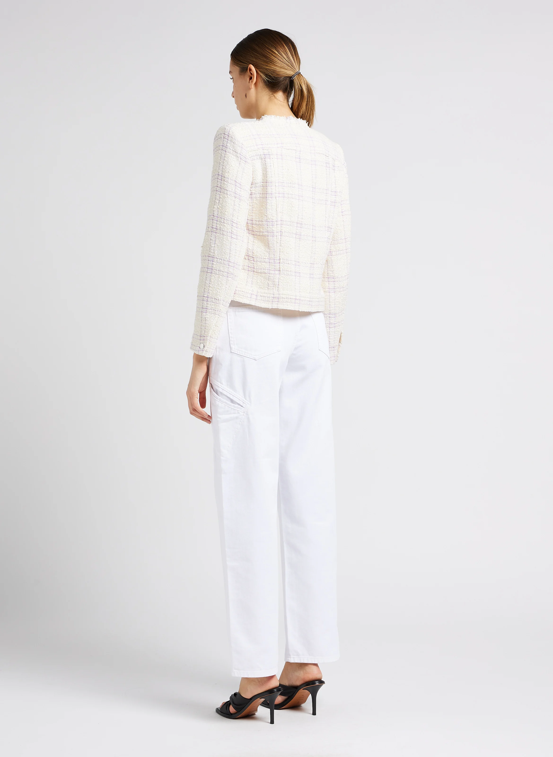 JINN - Jean flare taille haute en coton | Blanc