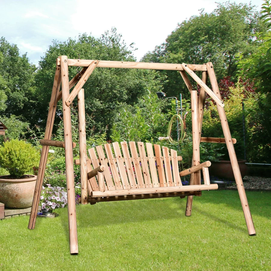 Outsunny Hollywoodschaukel als 2-Sitzer natur