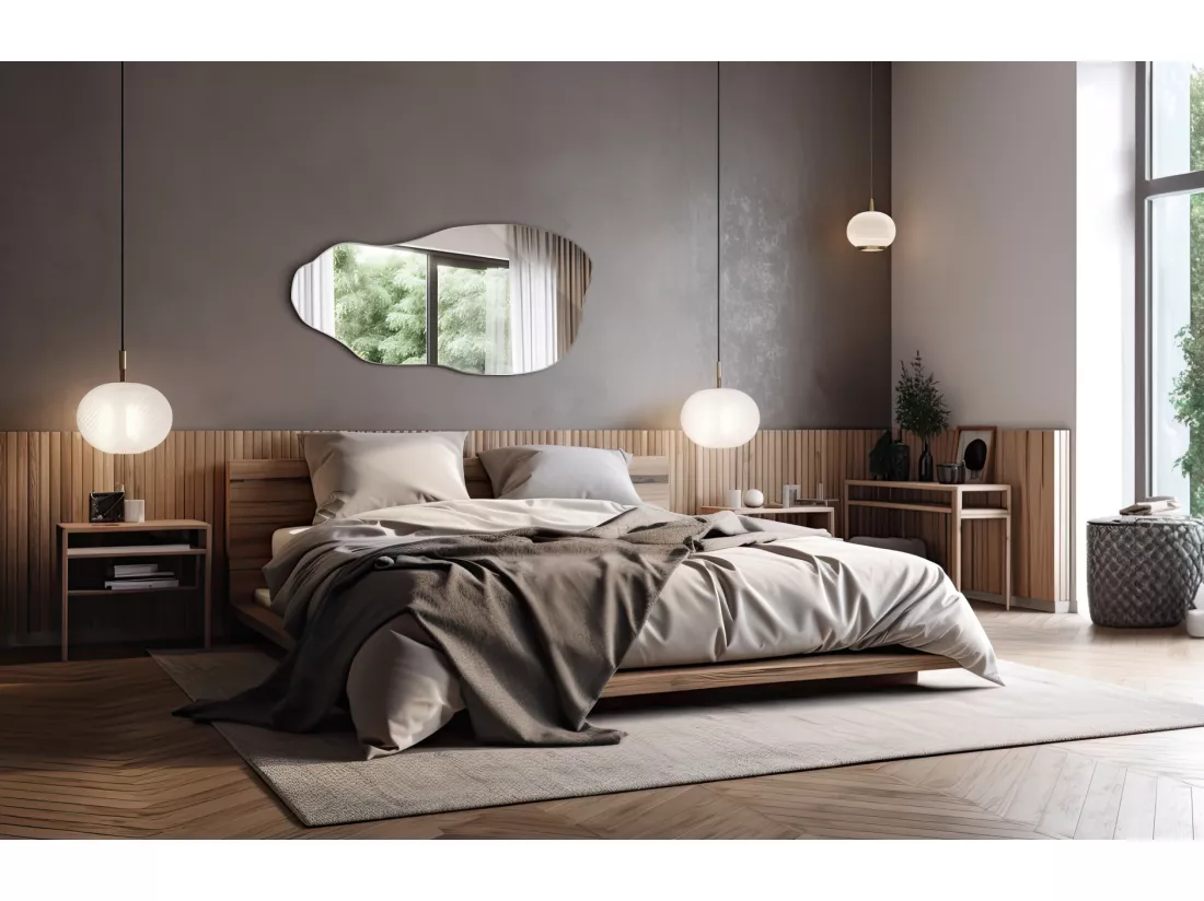 Miroir asymétrique organique irrégulier pour la salle de bain, le salon - 45 cm x 90 cm