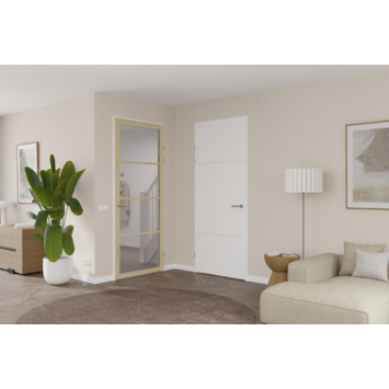 Arne & Bodil binnendeur ABE100 rook glas - licht eiken houtlook afwerking