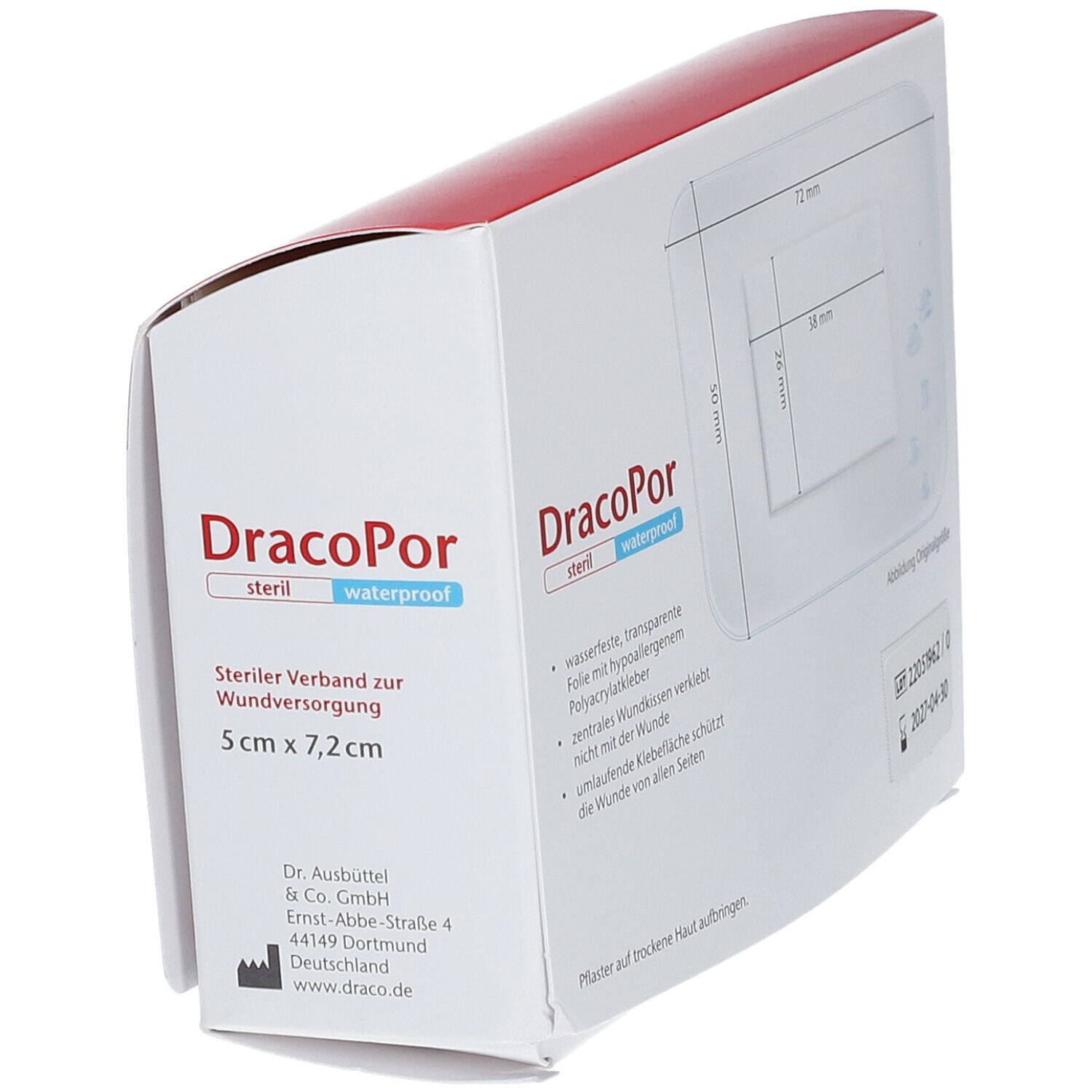 DracoPor Waterproof Wundverband steril 5 x 7,2 cm