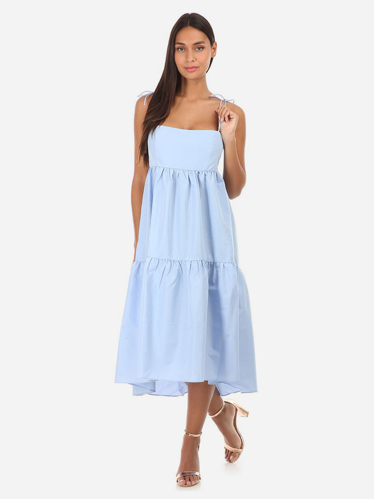 Robe babydoll à fines bretelles- Bleu clair