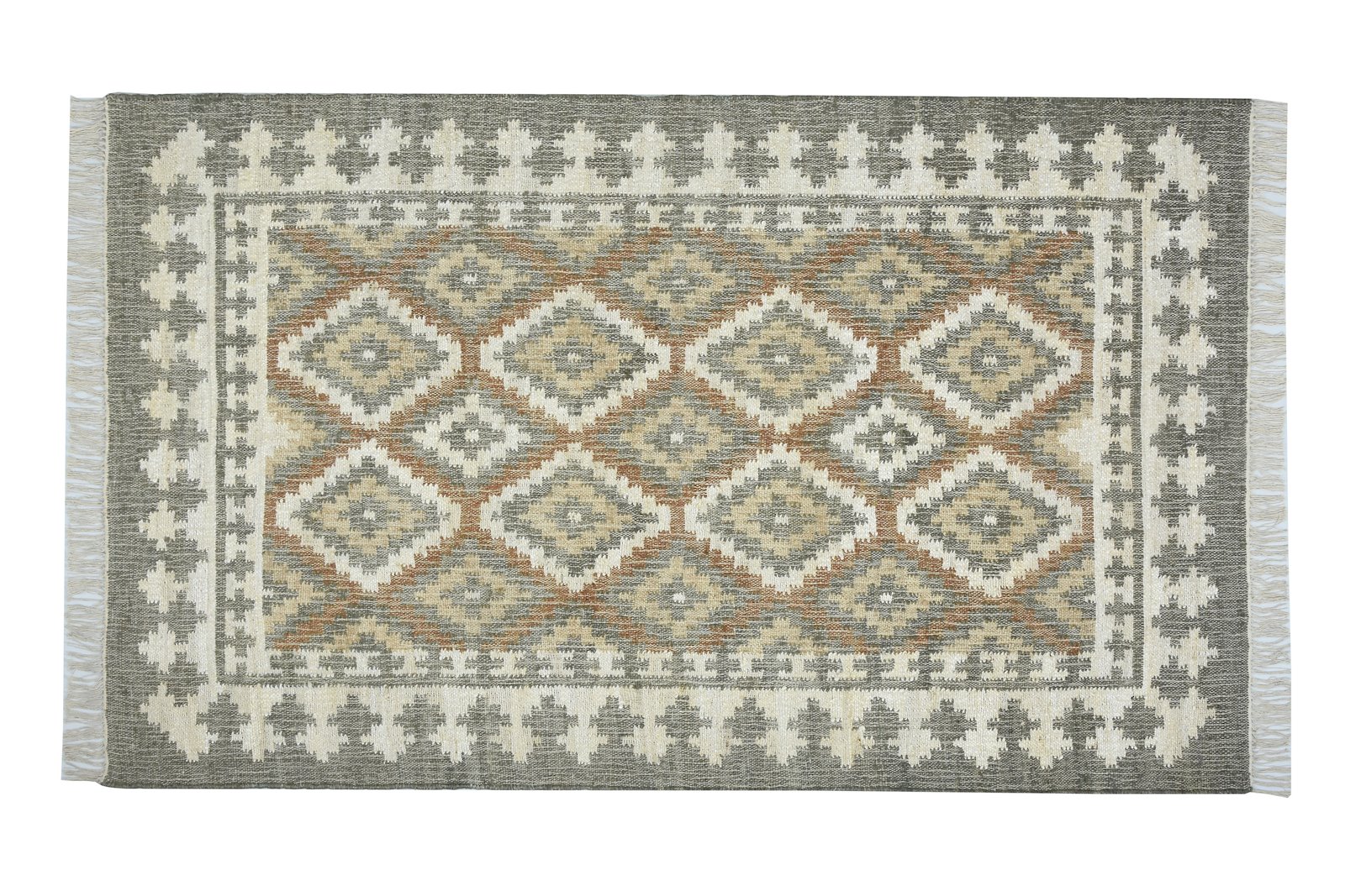 Meerut gulvteppe 160x230 Kelim, gråtoner, Jute 90%/Bomull 10%