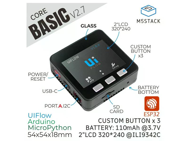 M5Stack Entwicklerboard ESP32 Basic Core ESP32 Basic Core loT Development Kit V2.7