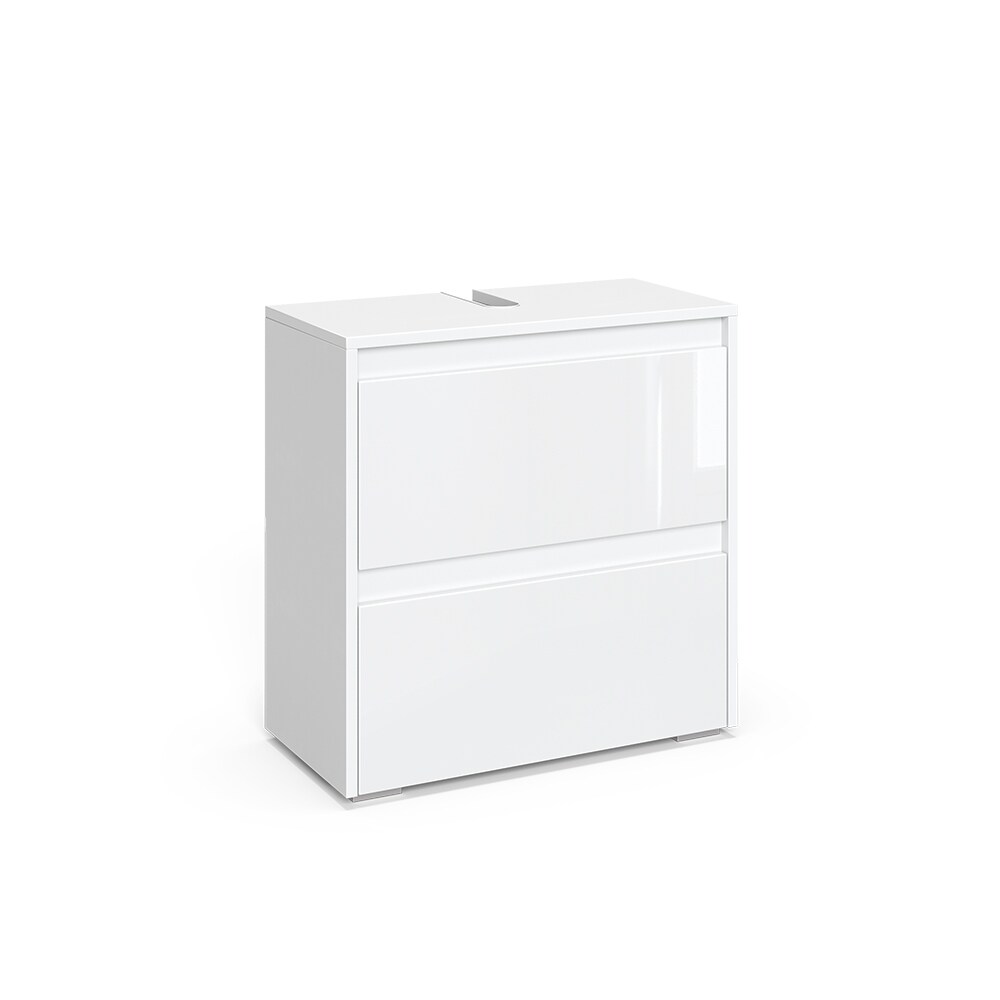 Vicco Waschtischunterschrank Waschbeckenunterschrank Majest Weiß Hochglanz modern 60x62 cm Badezimmer Schrank Badschrank Badkommode Badmöbel 2 Schubladen