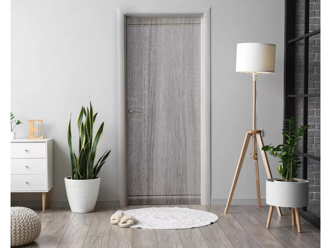 Stickers décoratifs pour portes intérieures - Texture bois gris 75x205 cm