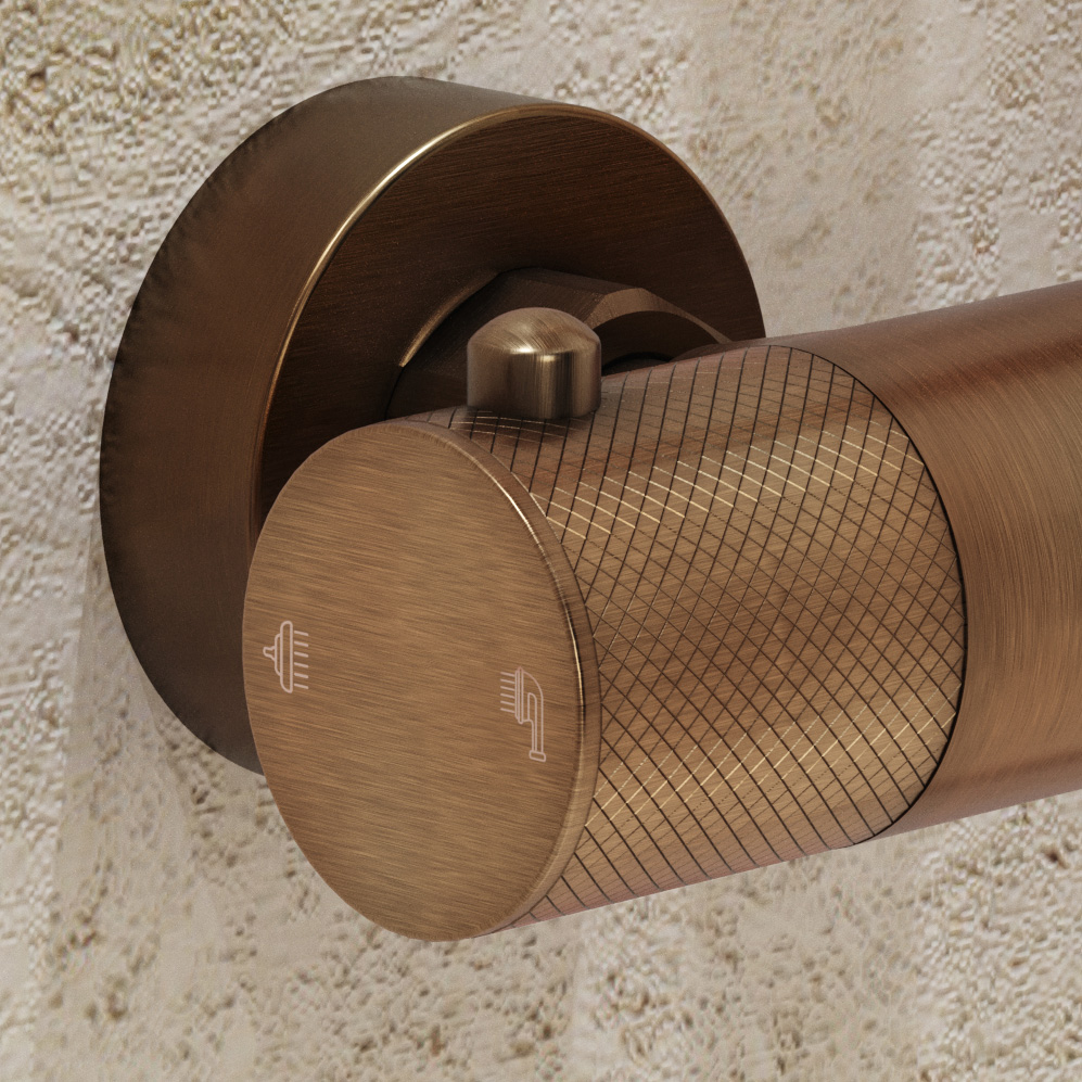 Saniclear Evolution Curved opbouw regendouche verouderd messing met 30cm hoofddouche en 2 standen handdouche