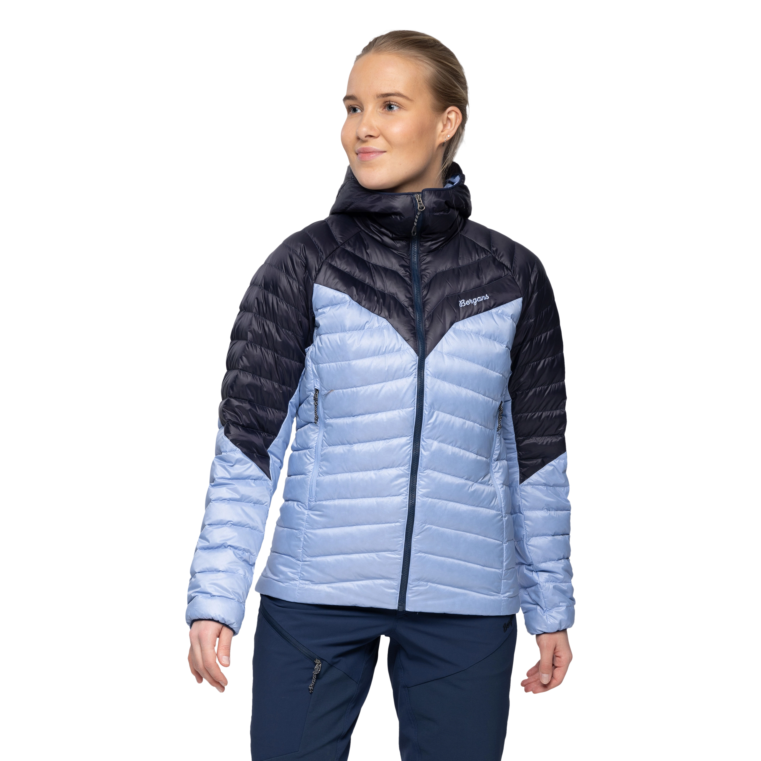 Tind Light Down Jacket Hood Women Blueberry Milk / Navy Blue