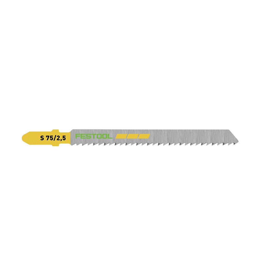 FESTOOL 75mm x 2.5mm T-Shank Jigsaw Blade for Wood Cutting - FINE - 25 Piece 204257