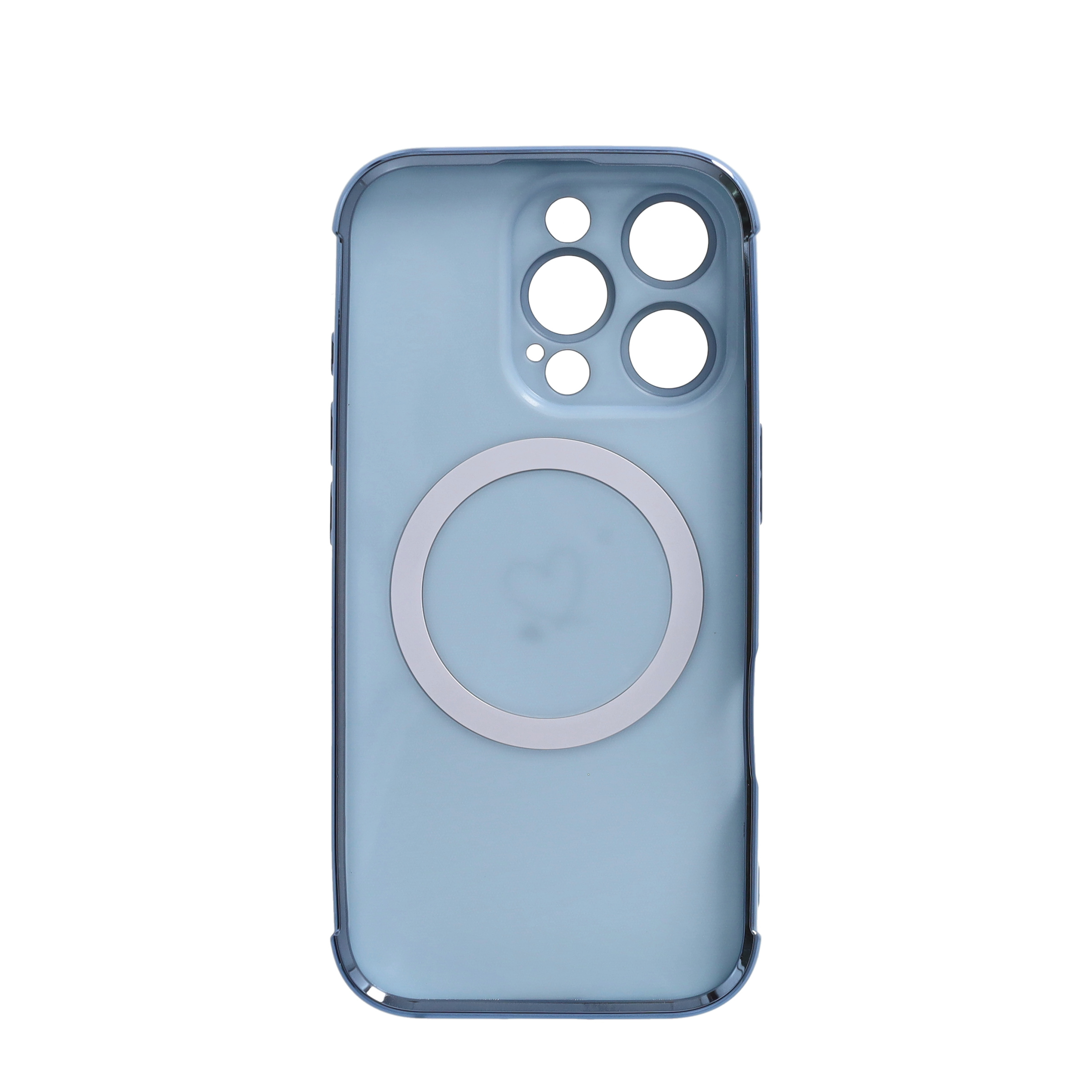 iPhone 16 Pro MagSafe Gummi Case Hülle Galvanisierter Rahmen   Kameraglasschutz - Blau