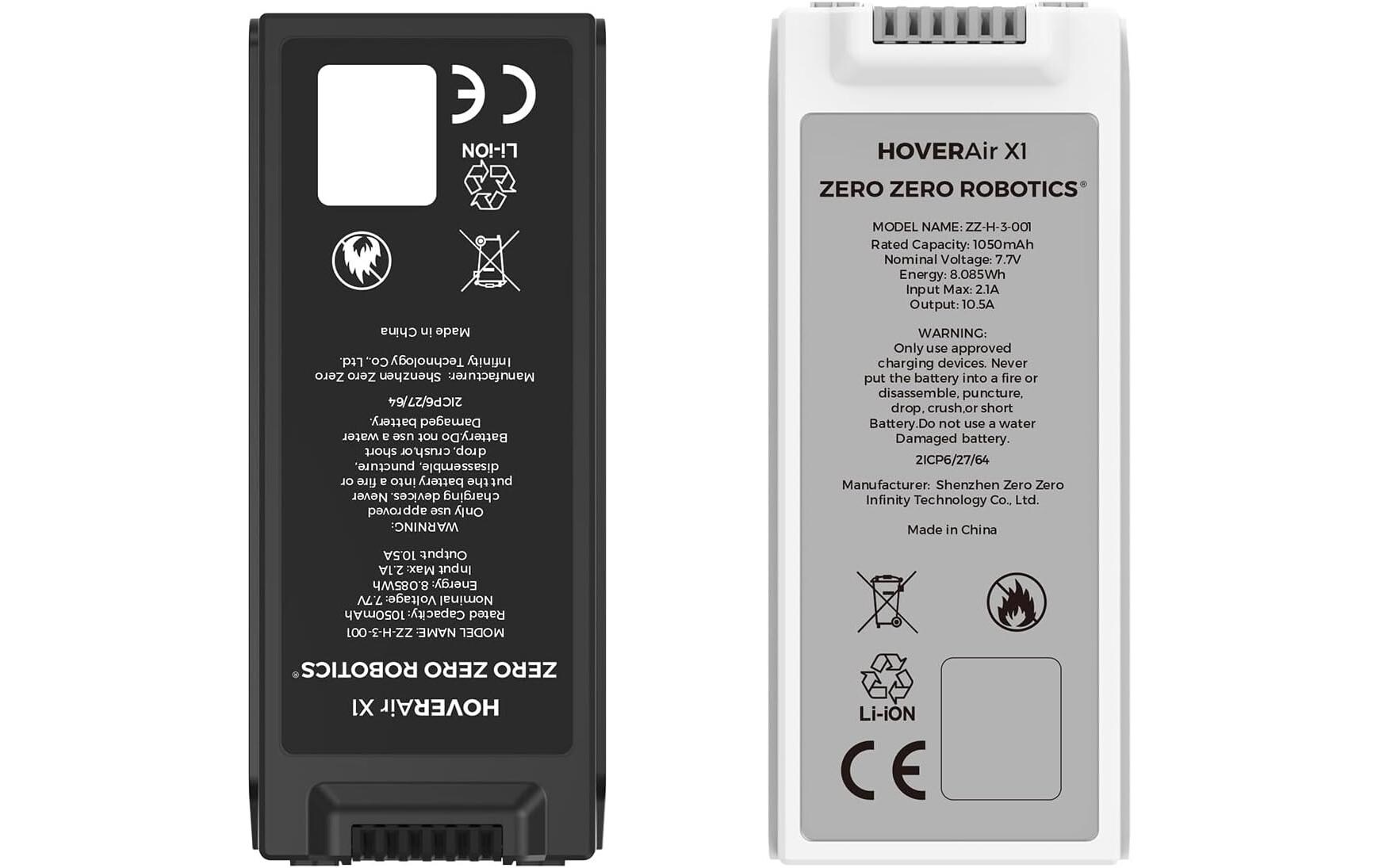RC-Akku LiPo 1050 mAh 7.7 V Hoverair X1, WeissZusatzakku für die Hoverair X1 Drohne