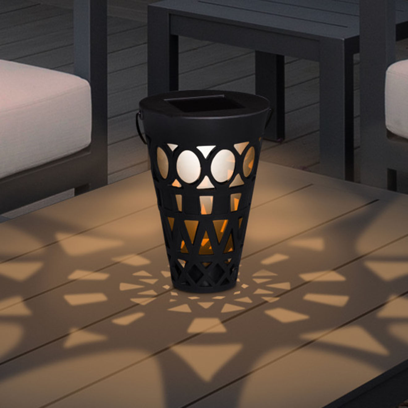 Pratik Garden 4 Balises solaires 2 en 1 noires - D.8x12 cm