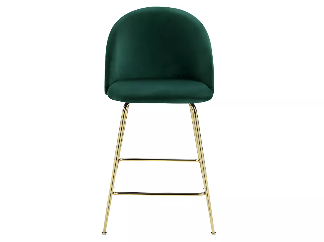 Lot de 2 tabourets de bar en velours et acier inoxydable doré - Vert - MELBOURNE