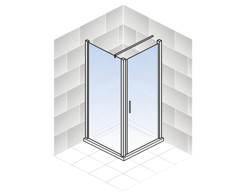 Draaideur inclusief zijpaneel Schulte Galaxy 90x90 cm, rechtsdraaiend, decor Depoli Light, profielkleur aluminium