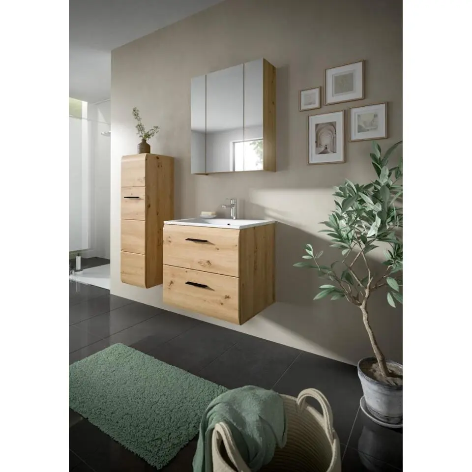 Hioshop Ice badkamerkast 1 deur eiken decor