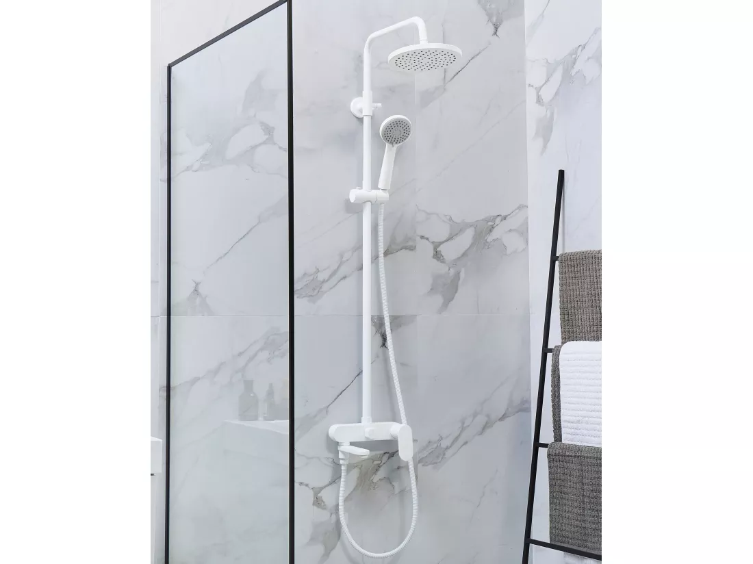 Ensemble de douche avec mitigeur et douche de pluie GURARA Blanc