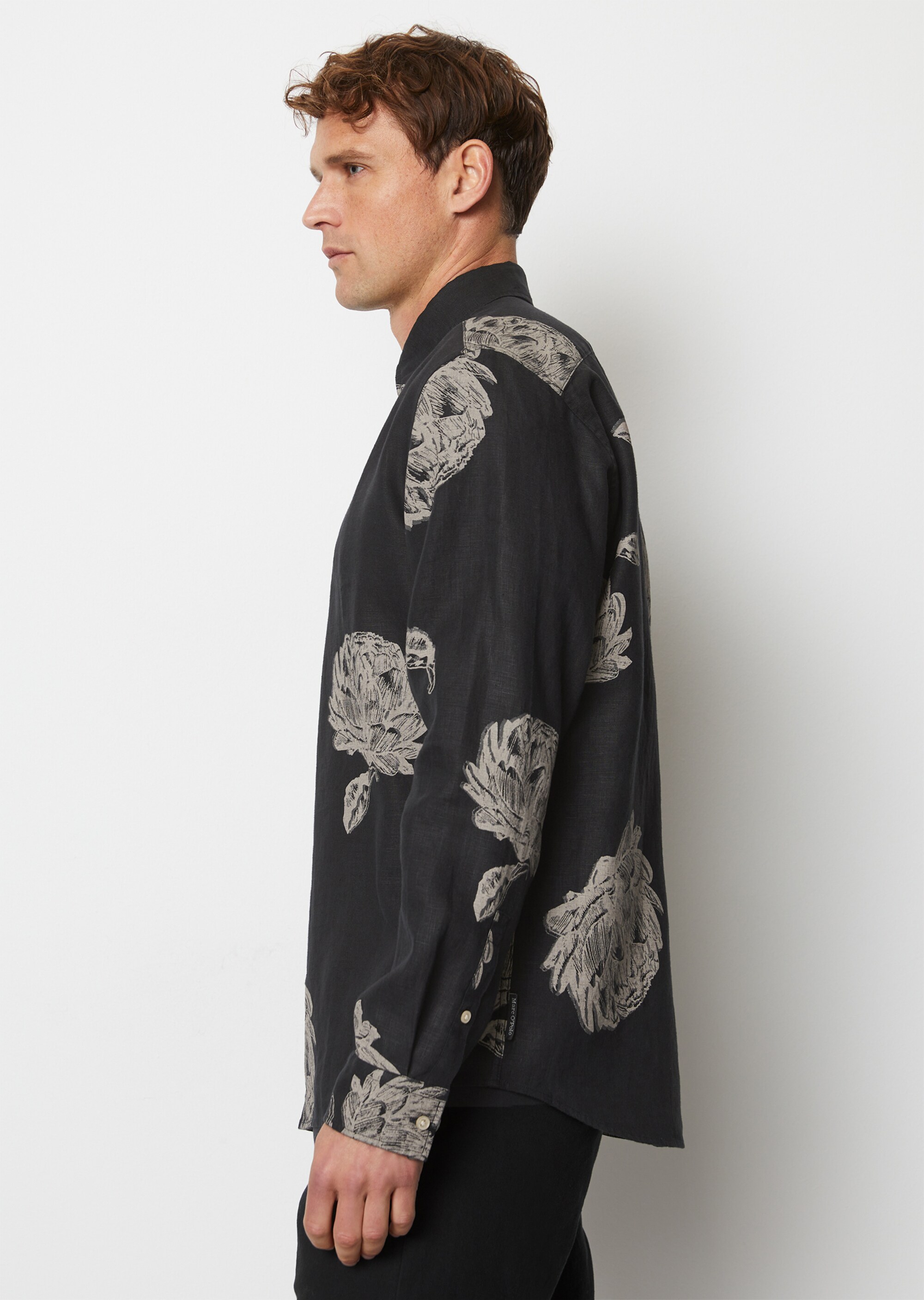 Hemd regular aus Leinen mit Allover-Print