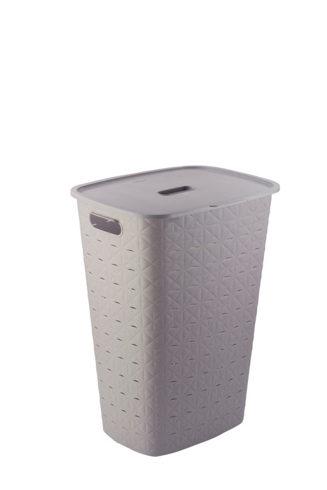 Curver vasketøjskurv med låg 56 liter taupe