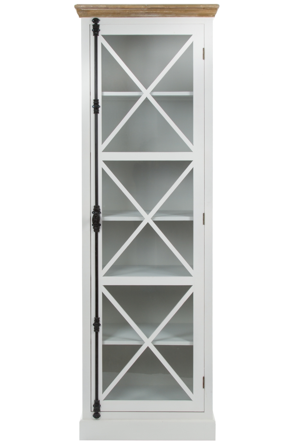 Vitrine FLORENCE - antik weiß - mit Glastür - 213 cm hoch