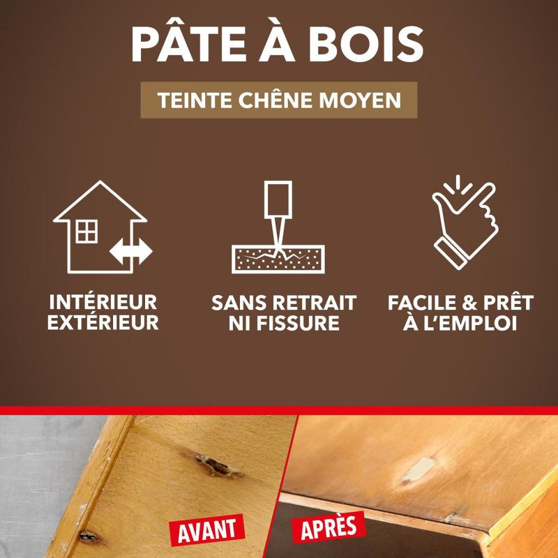 Pâte à bois à l'eau - chêne moyen - 250 g