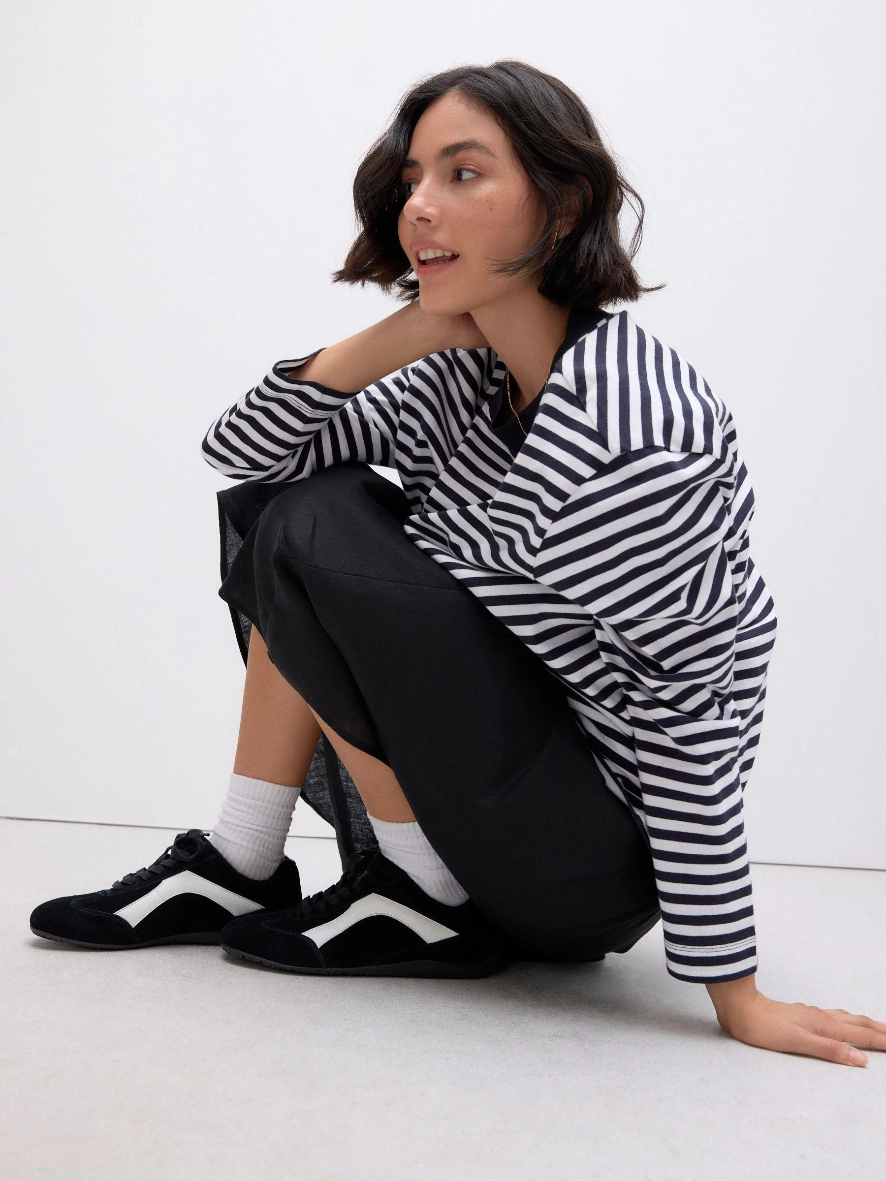 Zwart suède - Forever Comfort® Leather Slimsole Lace-Up Trainers