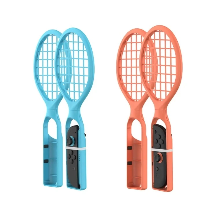 (2er Set) Tennisschläger Controller Griff kompatibel mit Nintendo Switch 2 / OLED / Switch Joy-Con - Orange / Blau