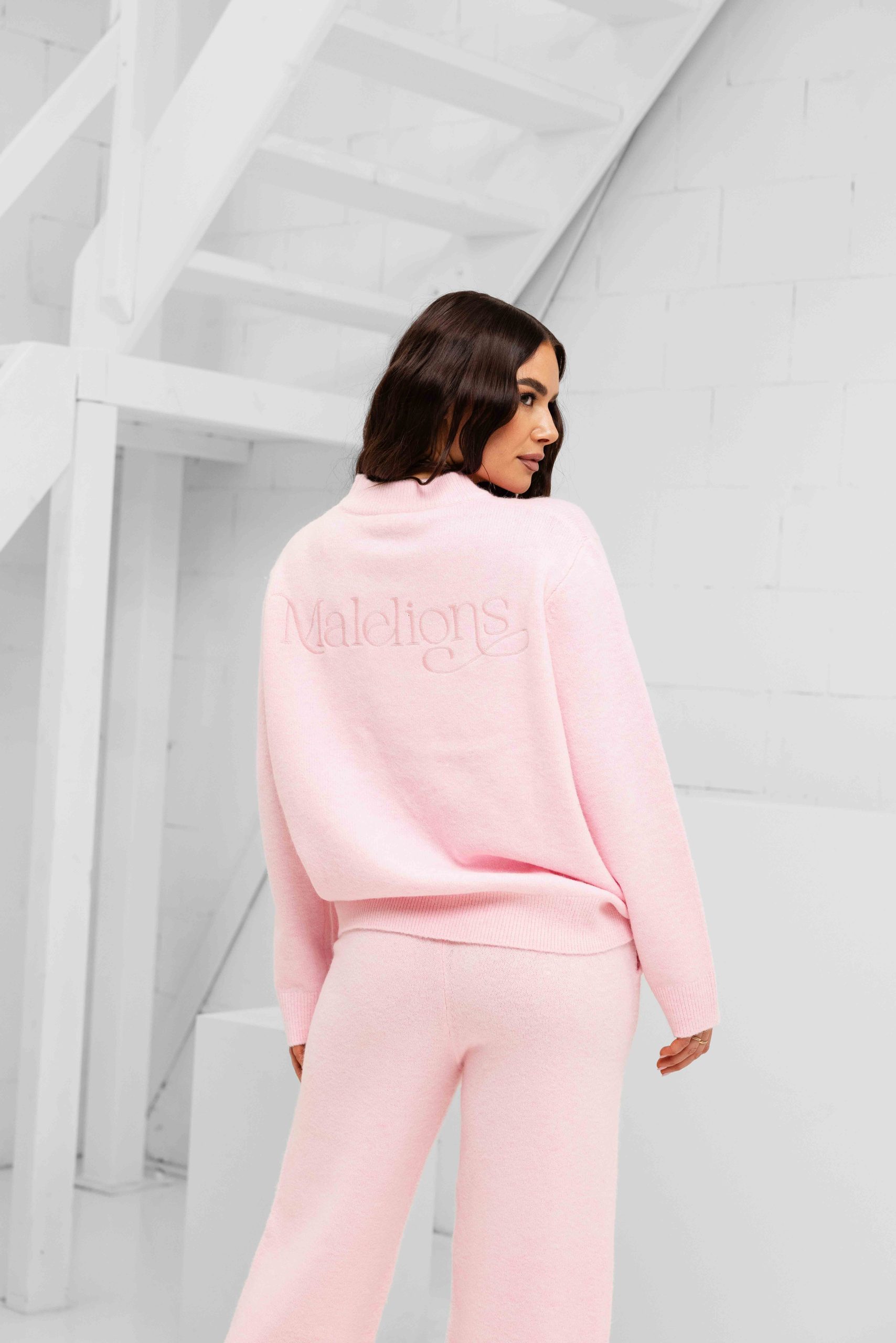 Malelions Oversized Knitted Trainingspak Dames Roze