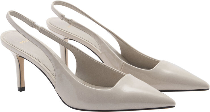 MANGO Patent leather-effect heeled shoes Natural white