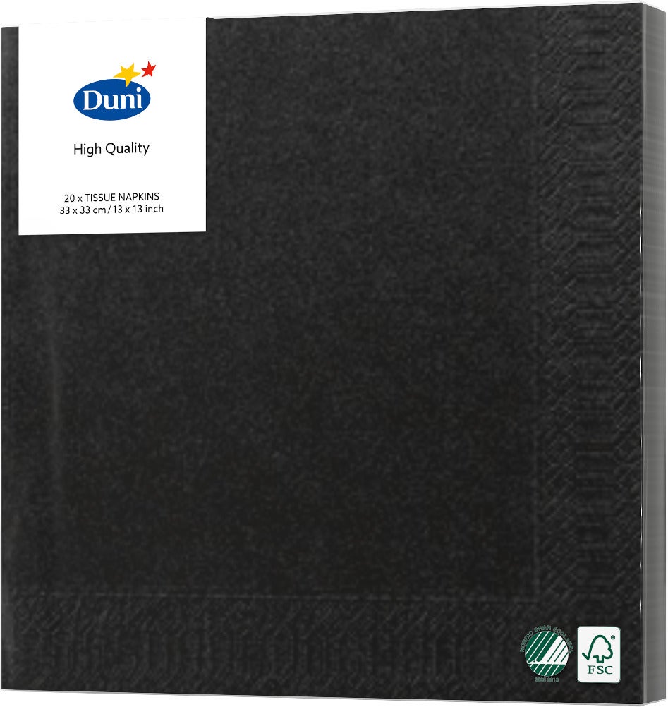 Duni servetten zwart 33 x 33 cm 20 stuks