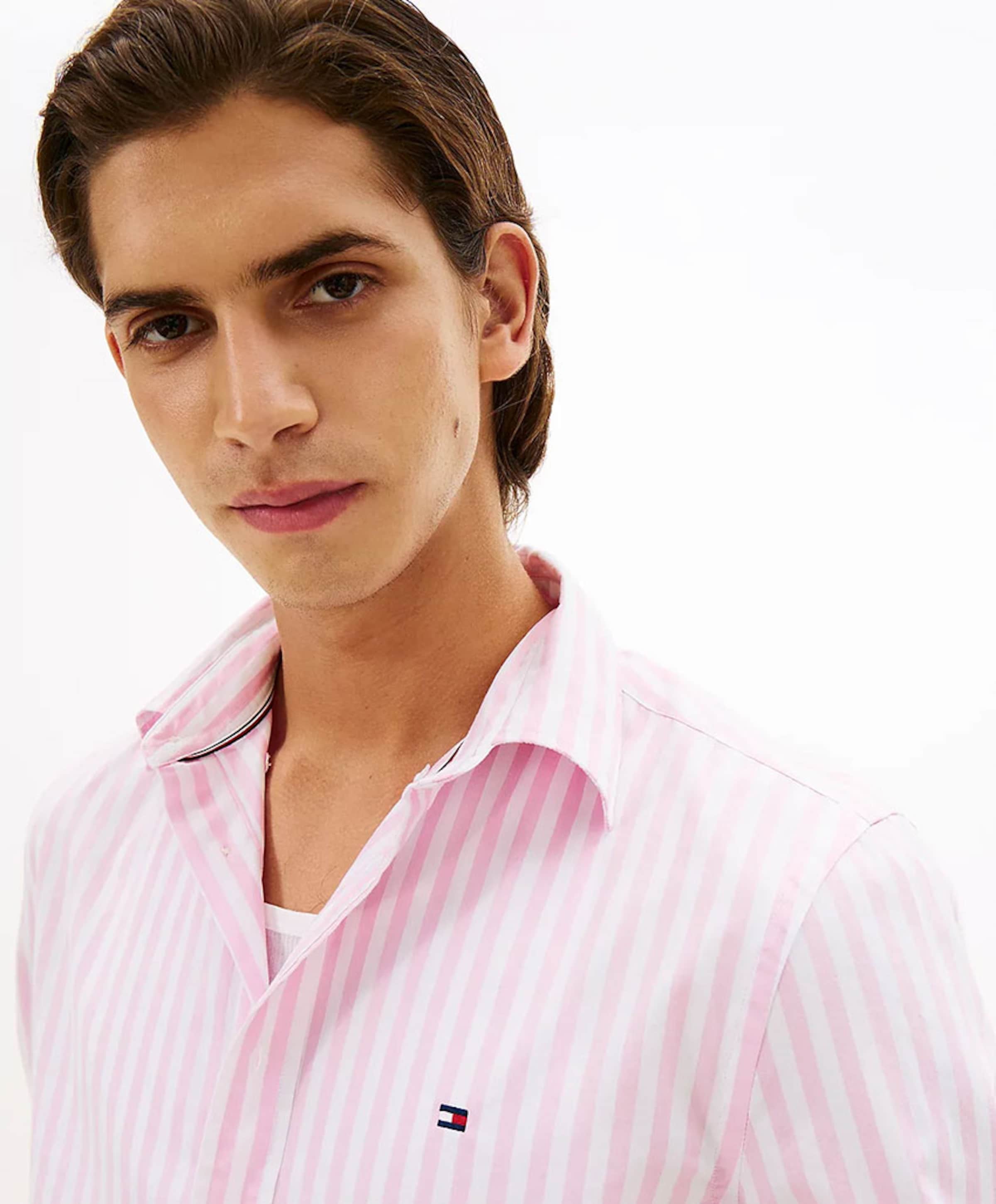 Tommy Hilfiger Heren overhemd lange mouw roze