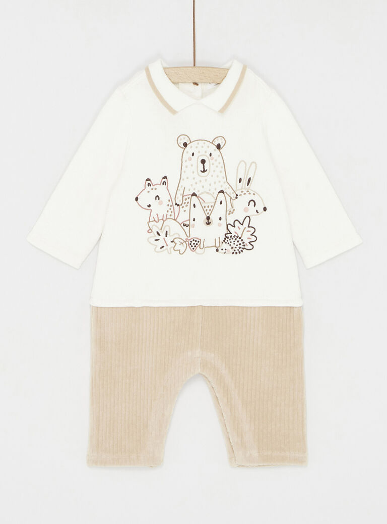 Combinaison bi colore blanc cassé et sable pour garçon