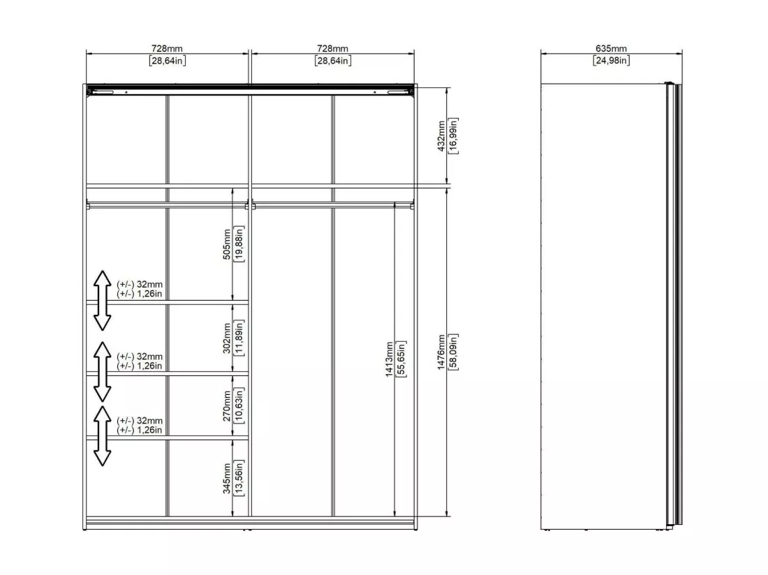 Garde-robe 2 portes Dspur, Meubles de chambre, Penderie de plain-pied, Placard à vêtements, 150x61 h200 cm, Blanc