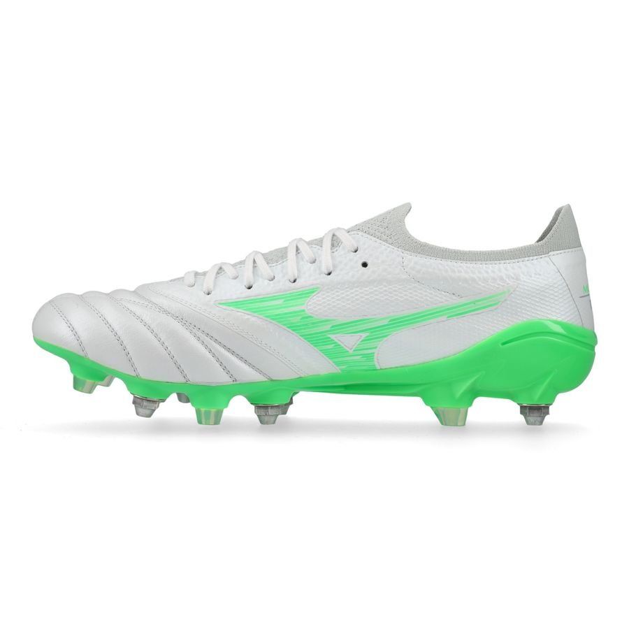 Mizuno Morelia Neo IV Beta Elite SG Frontier - Blanc/Vert Néon/Cool Gray