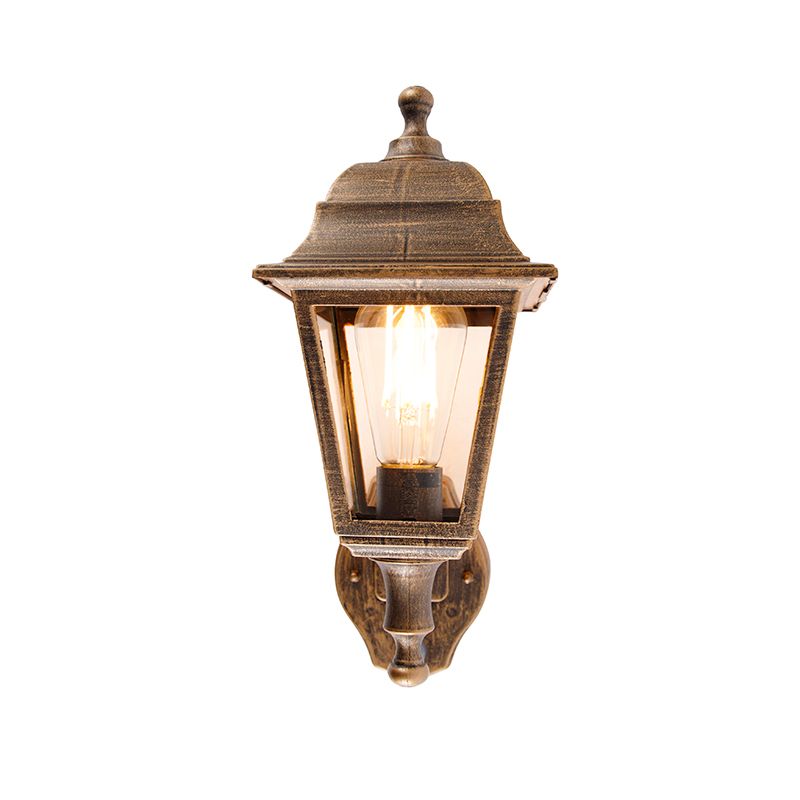 Antieke wandlamp goud IP44 met bewegingsmelder - Capital
