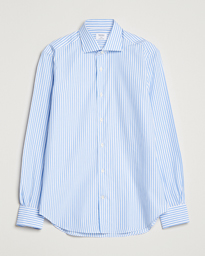 Mazzarelli Soft Cotton Cut Away Shirt Blue Stripe