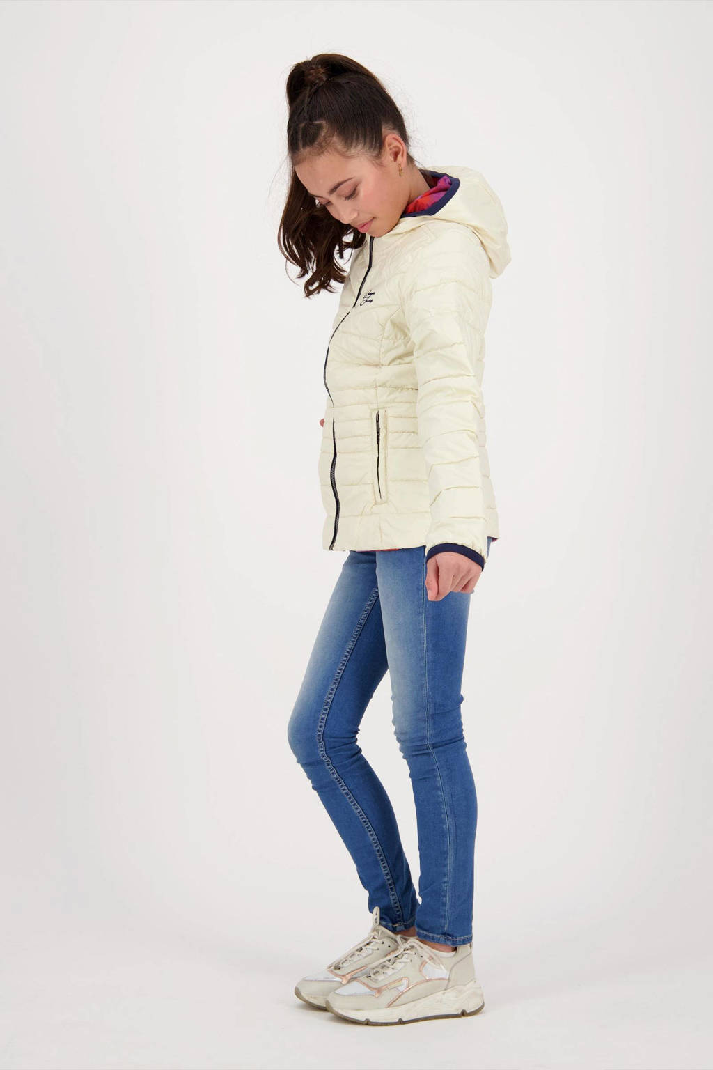 Vingino reversible zomerjas Tijnja met all over print beige/paars