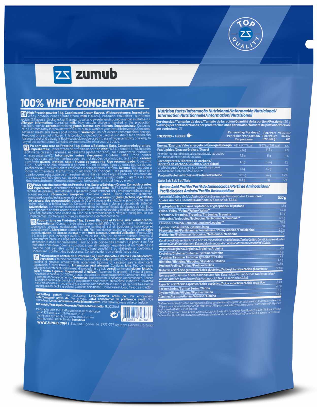 Zumub Concentrado de Soro de Leite 100% Puro 30g