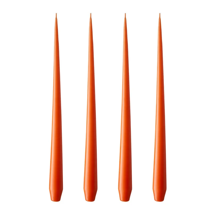 ester & erik - Peitschenkerze, 32 cm, No. 16/2, vivid orange / matt (4er-Set)