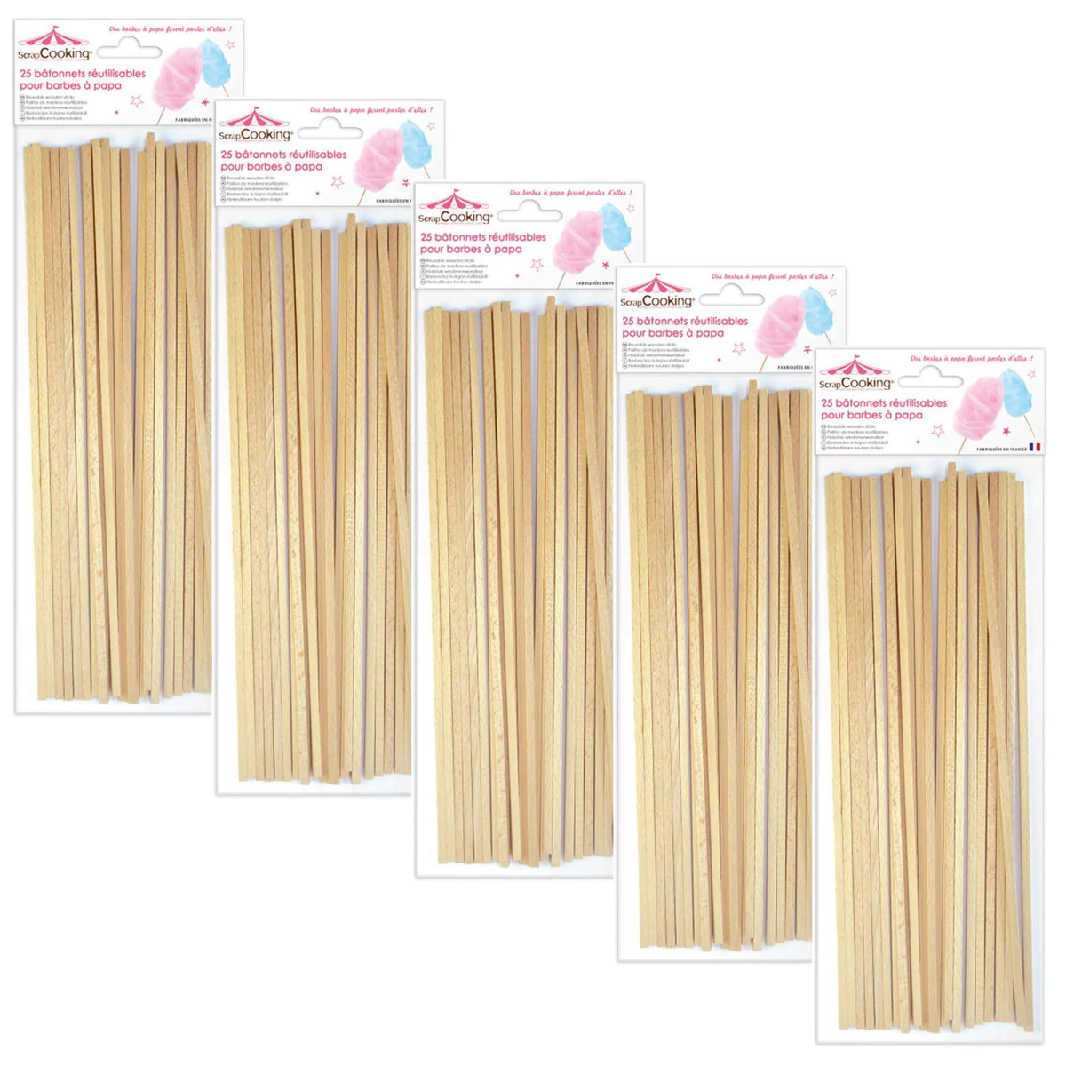 125 bâtonnets pour Barbe à papa Scrapcooking