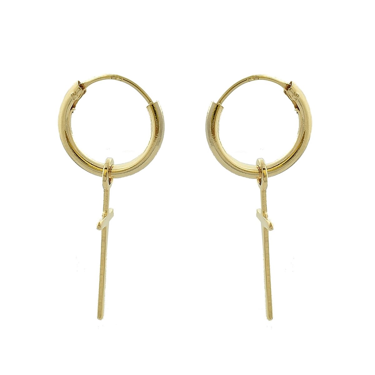 Boucles d'oreilles créole croix pendante Plaqué or 750 3 microns