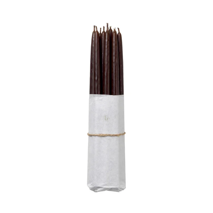 Broste Copenhagen - Tapers getauchte Spitzkerze, Ø 1,2 cm, dark brown (10er-Set)