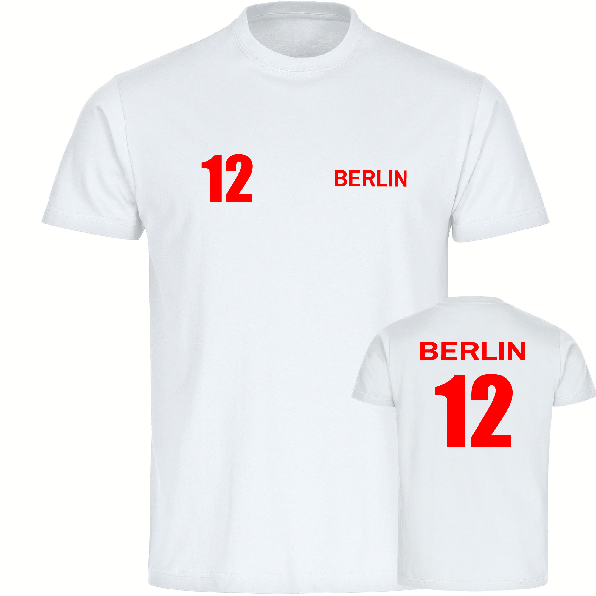 multifanshop® Herren T-Shirt - Berlin rot - Trikot Nummer 12 - Druck rot