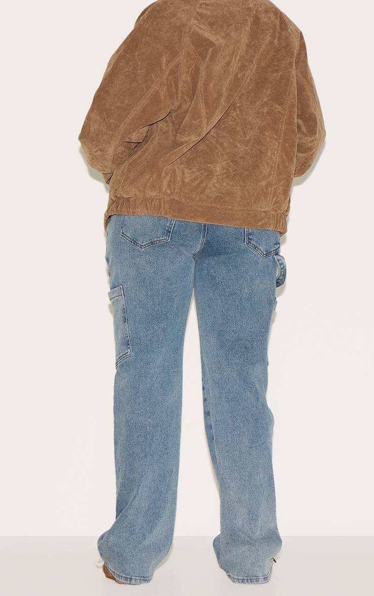 Délavage Vintage Jean Cargo Taille Haute Coupe Large Sculptant
