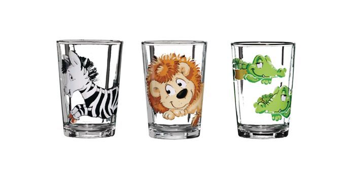 HAPPY ZOO Wasserglas-Set - Transparent / B: 25.0 cm x T: 7.0 cm x H: 10.0 cm