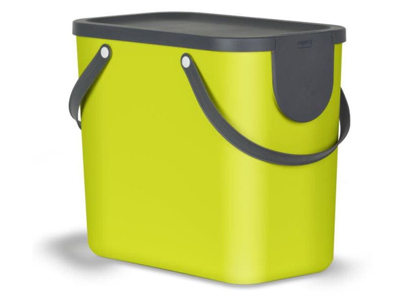 Rotho Recyclingbehälter Albula 25 l, Lime Grün Neongrünes Recyclingsystem
