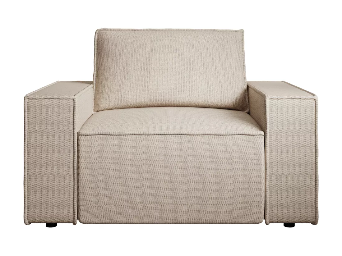Fauteuil en tissu texturé beige AMELIA